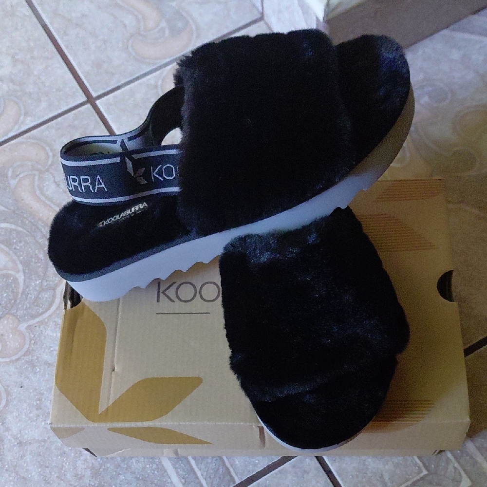 Koolaburra Black Fuzzy Slippers